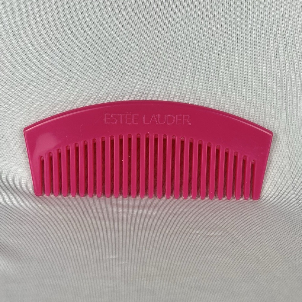 Vtg 90s Y2K 5 inch Estée Lauder Pink Travel Purse Rounded Wide‎ Tooth Hair Comb